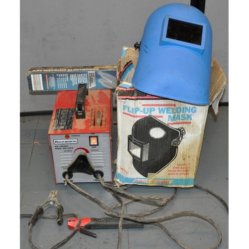 15 - ROCKWORTH AR 100 ARC MMA WELDER ,PART  BOX OF ARC WELDING ELECTRODES, WELDING MASK