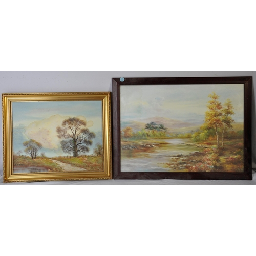 3 - OIL ON BOARD STAG, FRAMED PRINT OF CATTLE (FRAME WORM AFFECTED) & OIL ON CANVAS (DAMAGED BY WATE... 