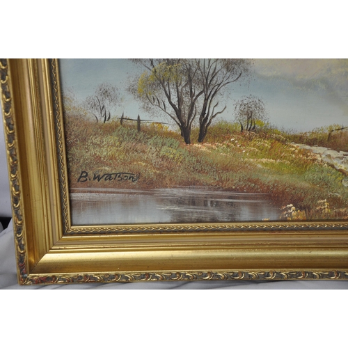 3 - OIL ON BOARD STAG, FRAMED PRINT OF CATTLE (FRAME WORM AFFECTED) & OIL ON CANVAS (DAMAGED BY WATE... 