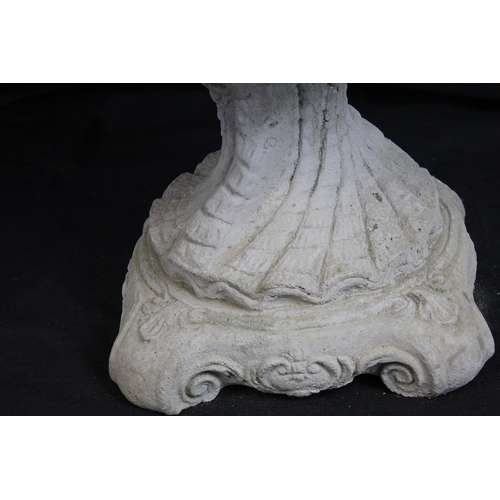 12 - LARGE STONEWORK DAHLIA PETAL DESIGN CIRCULAR PLANTER ON BASE (IN 2 PIECES)  (H52, W49cm) 