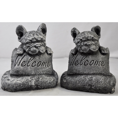 35 - 3 GARDEN ORNAMENTS - PAIR OF FRENCHIE 