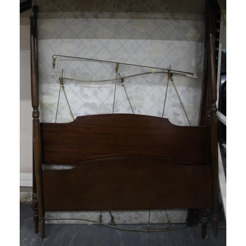 41 - MID CENTURY 4-POSTER BED WITH INTERIOR, MISSING 2 FINIALS