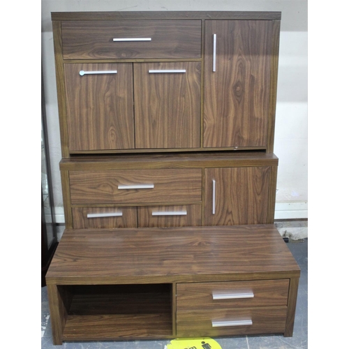 57 - 2 WALNUT EFFECT SIDEBOARDS & MATCHING TV STAND