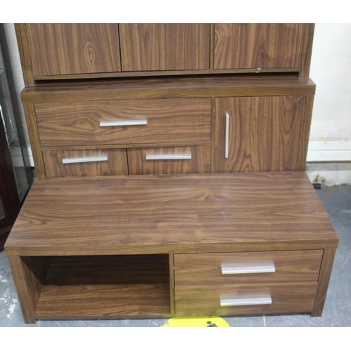 57 - 2 WALNUT EFFECT SIDEBOARDS & MATCHING TV STAND