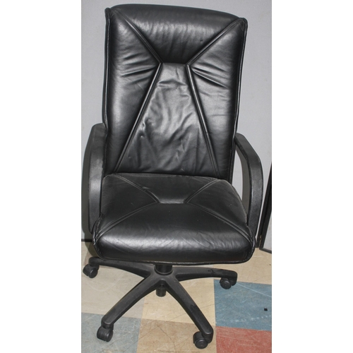 58 - 2 BLACK AND CHROME SWIVEL OFFICE ARMCHAIRS - NOT MATCHING