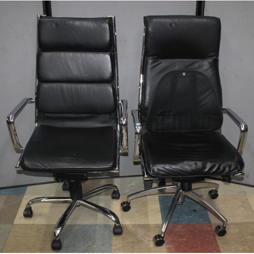 59 - 2 BLACK AND CHROME SWIVEL OFFICE ARMCHAIRS - NOT MATCHING