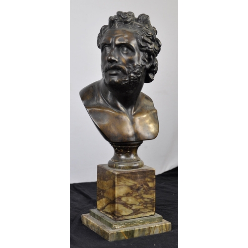 64 - 19TH CENTURY BRONZE BUST (46cm tall)