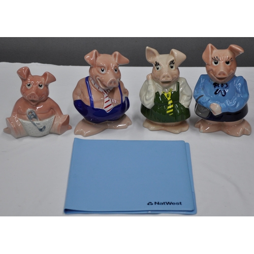 75 - 4 WADE NATWEST PIGS - WOODY, ANNABELLE, MAXWELL AND LADY HILLARY WITH NATWEST FOLDER, WOODY'S WOBBLY... 