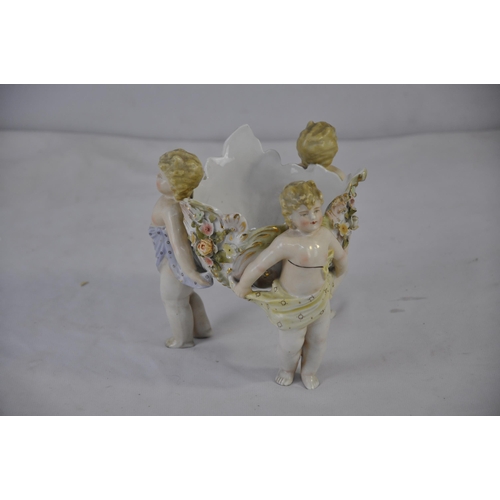 89 - PORCELAIN CHERUB BASKET