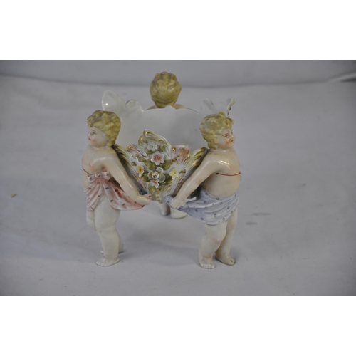 89 - PORCELAIN CHERUB BASKET