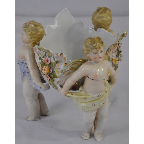 89 - PORCELAIN CHERUB BASKET