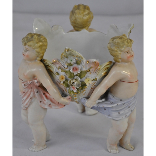 89 - PORCELAIN CHERUB BASKET