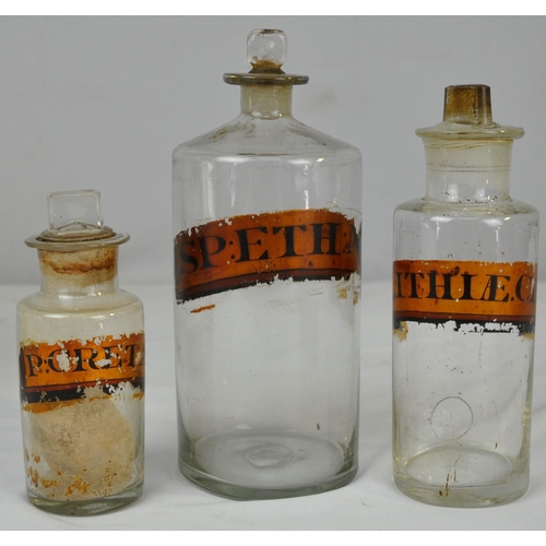 90 - 4 GLASS CHEMIST BOTTLES c1890