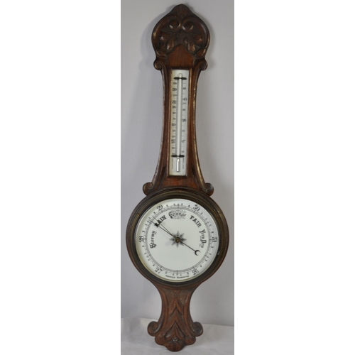 97 - OAK CASED ANEROID BAROMETER