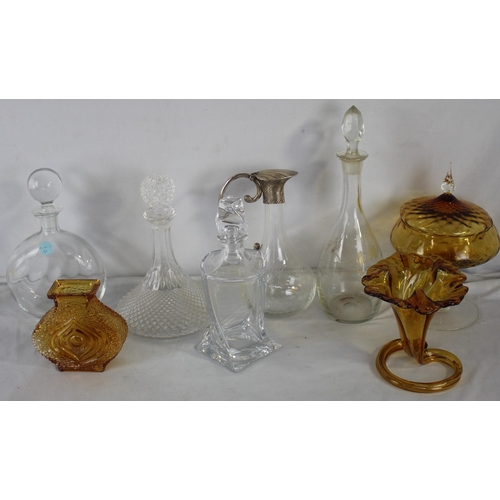 114 - VARIOUS GLASSWARE INCLUDING DECANTERS