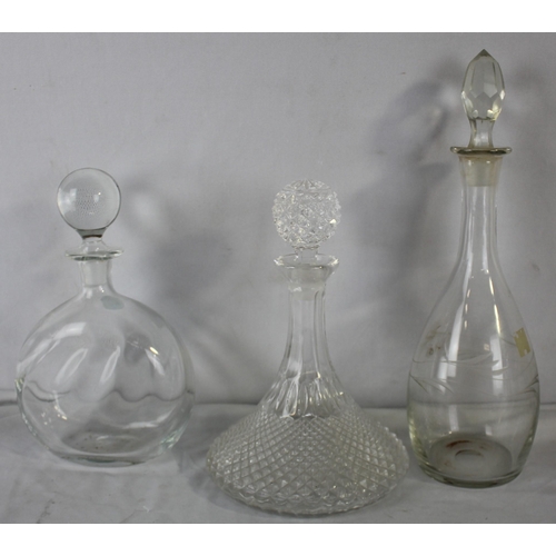 114 - VARIOUS GLASSWARE INCLUDING DECANTERS