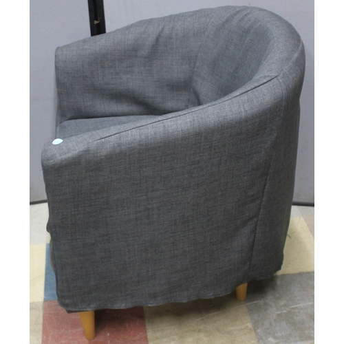 135 - 2 OFFICE TUB CHAIRS WITH GREY LOOSE COVERS