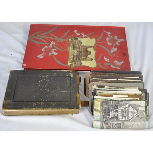 138 - NAMED FAMILY ALBUM c1865, BUNDLE OF POSTCARDS & EMPTY PHOTOGRAPH ALBUM