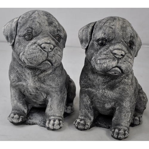 150 - PAIR OF ROTTWEILER PUP GARDEN ORNAMENTS