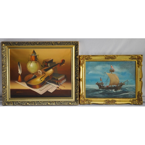 159 - 2 GILT FRAMED OIL ON CANVAS