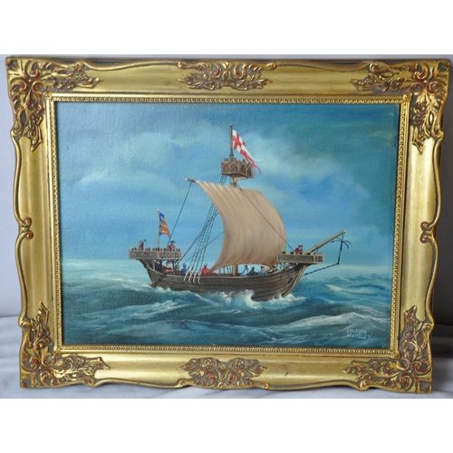 159 - 2 GILT FRAMED OIL ON CANVAS