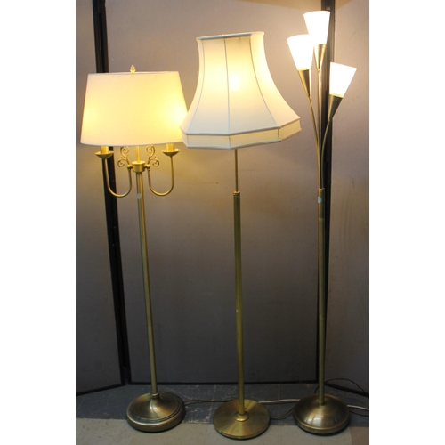 161 - 3 POLISHED METAL LAMPSTANDS