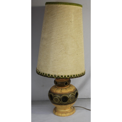 164 - MID CENTURY POTTERY TABLE LAMP AND SHADE