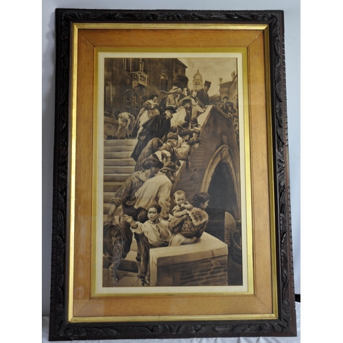 165 - VERY LARGE FRAMED CROWD SCENE 