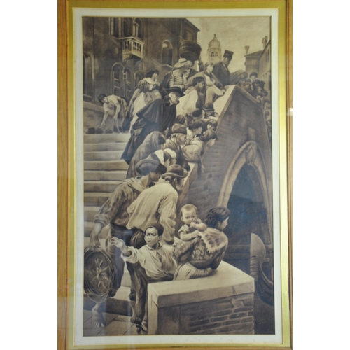 165 - VERY LARGE FRAMED CROWD SCENE 