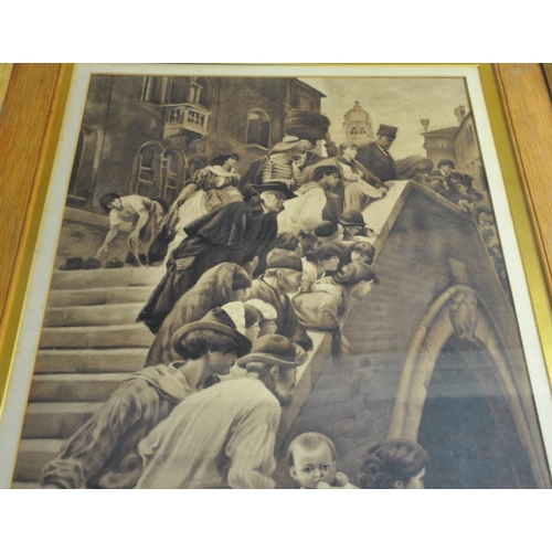 165 - VERY LARGE FRAMED CROWD SCENE 