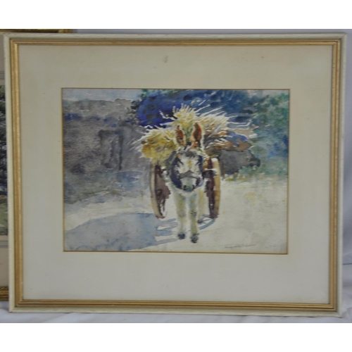 166 - 2 WATER COLOURS: WATER SCENE BY J WILSON MCKINNELL (FRAME SIZE 49 x 42cm)  - GLASS DAMAGED &... 