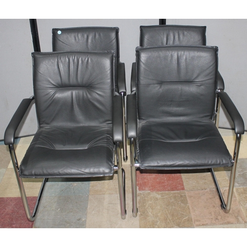 229 - 4 BLACK AND CHROME ARMCHAIRS