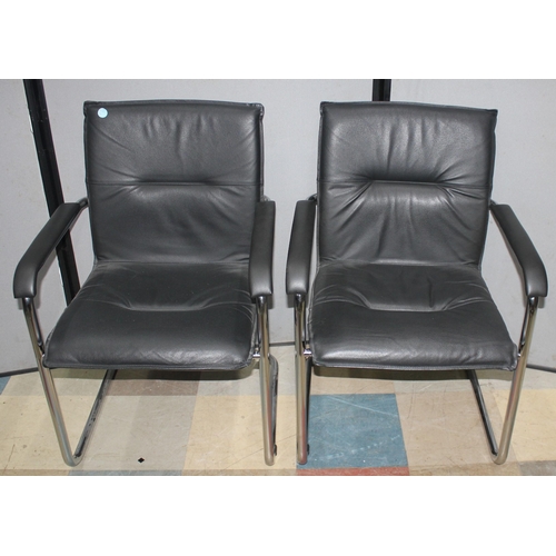 229 - 4 BLACK AND CHROME ARMCHAIRS