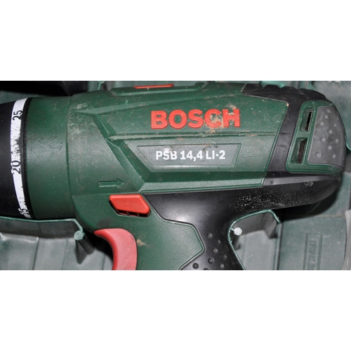 245 - BOSCH PSB 14.4 LI-2 CORDLESS DRILL IN CASE WITH BATTERY AND CHARGER AND PERFORMANCE POWER 18v CORDLE... 