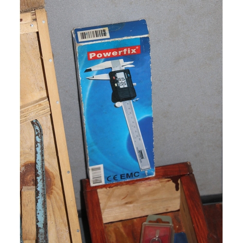 262 - BOX OF MISCELLANEOUS TOOLS, DRAINING RODS AND PARTS CLEANER