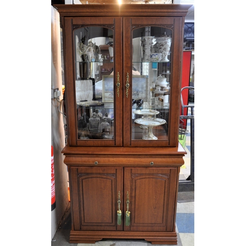 96 - GLASS FRONT DISPLAY CABINET ON CUPBOARD BASE