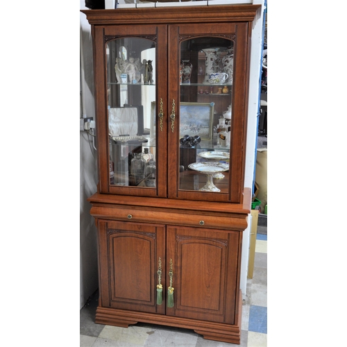 96 - GLASS FRONT DISPLAY CABINET ON CUPBOARD BASE