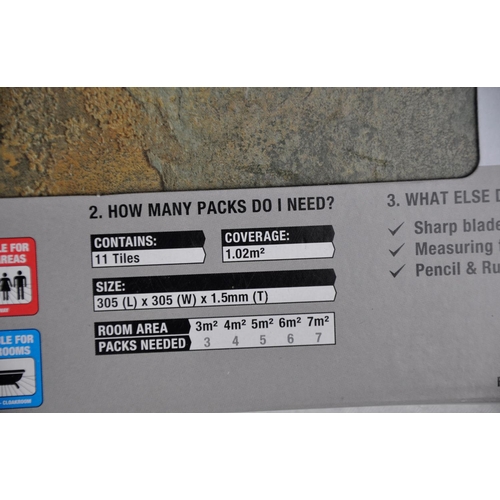 271 - 10 PACKS OF WICKES VINYL SLATE EFFECT TILES EACH PACK CONTAINS 11 TILES, COVERAGE 1.02m² P... 