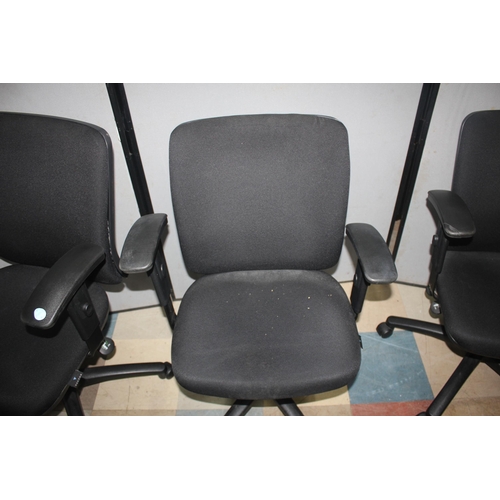 134A - 3 BLACK SWIVEL OFFICE ARMCHAIRS