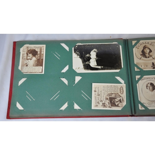 296 - RED POSTCARD ALBUM OF POSTCARDS