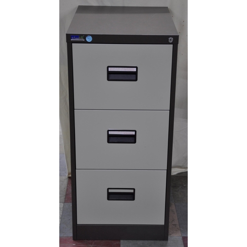 226 - BROWN AND CREAM 3-DRAWER METAL FILING CABINET