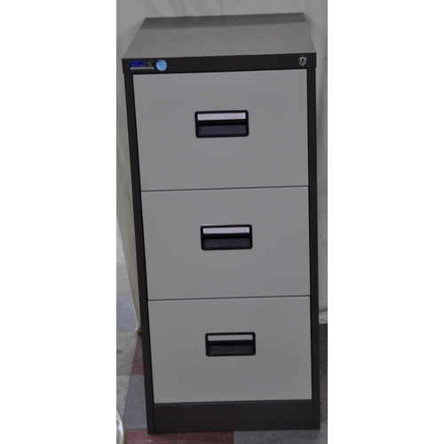 226 - BROWN AND CREAM 3-DRAWER METAL FILING CABINET