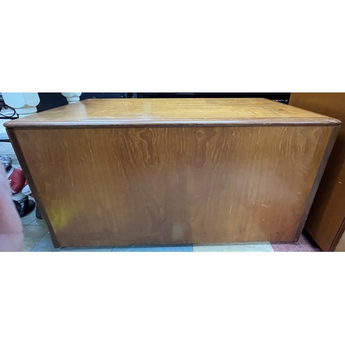 210 - MID CENTURY TEAK FINISH BLANKET BOX