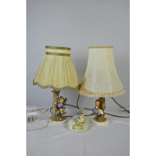 20 - HUMMEL WALL POCKET AND 2 HUMMEL TABLE LAMPS - DAMAGED