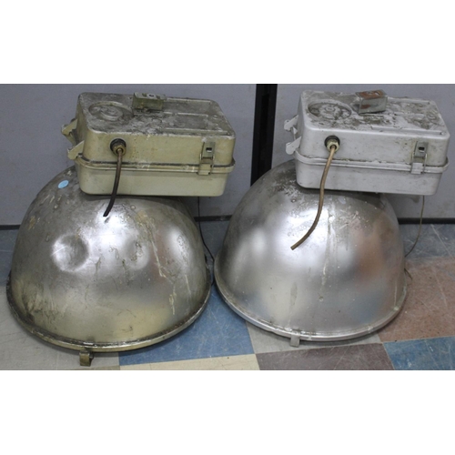 52 - 2 INDUSTRIAL METAL DOME PENDANT LIGHTS