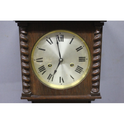 85 - OAK CASED GRANDMOTHER CLOCK (135cm TALL)