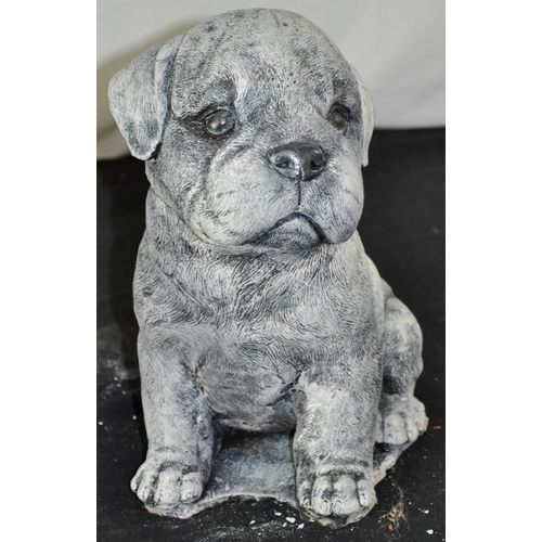 147 - 2 ROTTWELLIER PUP GARDEN ORNAMENTS