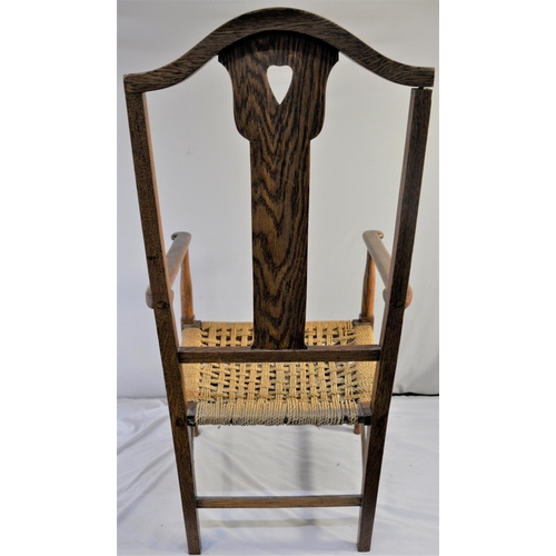 151 - OAK ARMCHAIR WITH CANEWORK SEAT