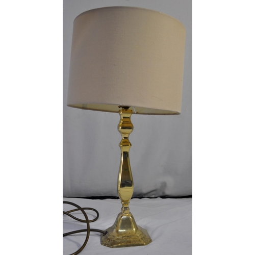 160 - PAIR BRASS TABLE LAMPS WITH SHADES