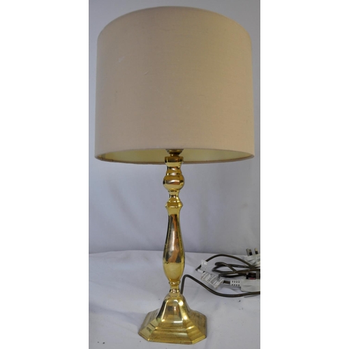 160 - PAIR BRASS TABLE LAMPS WITH SHADES